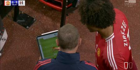 Man United's tactics for Premier League opener against Fulham are shown live on Sky Sports - as cameras catch Red Devils coach showing new signing Joshua Zirkzee corner setup moments before his debut