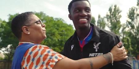 Watch Eddie Nketiah's heartwarming reunion with family friend after sealing £30m move from Arsenal to Crystal Palace: 'I used to change his nappies!'