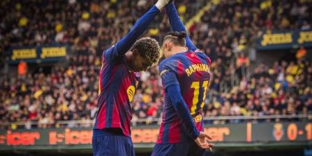 برشلونة يعبر فخ فياريال بثنائية رافينيا ويامال في الدوري الإسباني