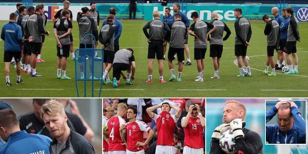 Denmark players put on a brave face as they train for the first time since star man Christian Eriksen suffered on-pitch cardiac arrest in Euro 2020 opener against Finland