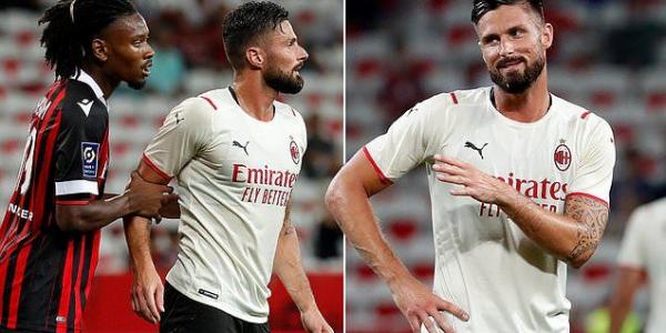 Olivier Giroud scores just four minutes into his AC Milan debut with his first touch as Stefano Pioli's side step up preparations for the new season with a 1-1 draw against Nice