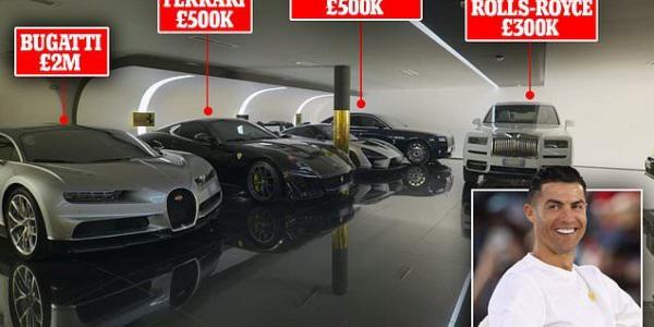 Cristiano Ronaldo shows off his stunning £18m garage of supercars in girlfriend Georgina Rodriguez's Netflix show - with one Bugatti worth a whopping £8.5M! 