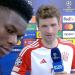 Aurelien Tchouameni gatecrashes Thomas Muller's interview after Bayern Munich drew with Real Madrid - causing the German to joke that the Frenchman was 'listening' for tactical hints ahead of the second leg