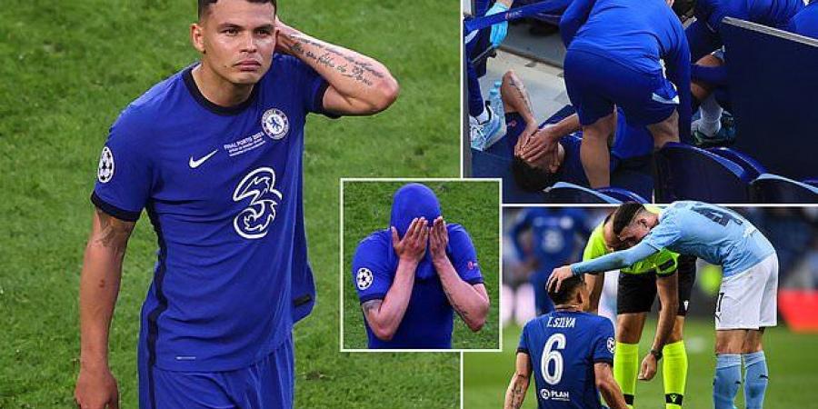 Devastated Thiago Silva close to tears as he is forced off in first half of Champions League final with injury... nine months on from his heartbreak with PSG in last year's showdown 