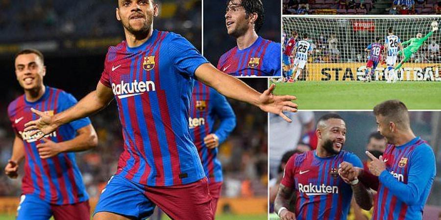 Messi who?! Martin Braithwaite scores his first LaLiga goals since December 2020 as Ronald Koeman's Barcelona side begin their new era without the Argentine star with a win... with Gerard Pique and Sergi Roberto also on target in season opener