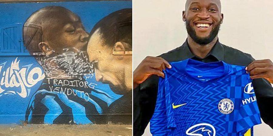 Inter Milan fans deface ANOTHER Romelu Lukaku mural calling the Chelsea signing a 'sell out traitor' following his £97.5m return to Stamford Bridge