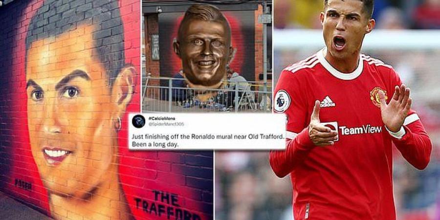 A new mural celebrating Cristiano Ronaldo's triumphant Man United return appears by Old Trafford... but fans hilariously compare it to EastEnders' Pat Butcher and THAT disastrous former statue in Lisbon