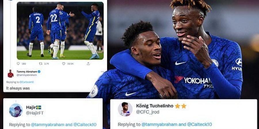 'It always was': Tammy Abraham sends Chelsea fans into raptures with his bullish response to former team-mate Callum Hudson-Odoi, who declared 'London is blue' after emphatic derby victory against Tottenham