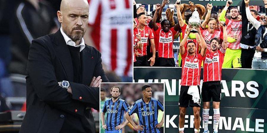 Distracted, Erik? Manchester United-bound Ten Hag sees his Ajax side blow Dutch Cup glory as PSV Eindhoven come from behind in Rotterdam with two goals in TWO minutes from Erick Gutierrez and Cody Gakpo 