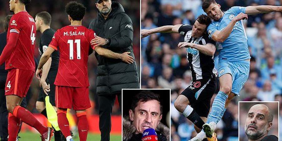 Gary Neville insists the Premier League title race is 'NOT over yet' with Ruben Dias' injury handing a 'boost' to Liverpool's chances - and ex-Man Utd defender believes Wolves or West Ham could shock Pep Guardiola's side 