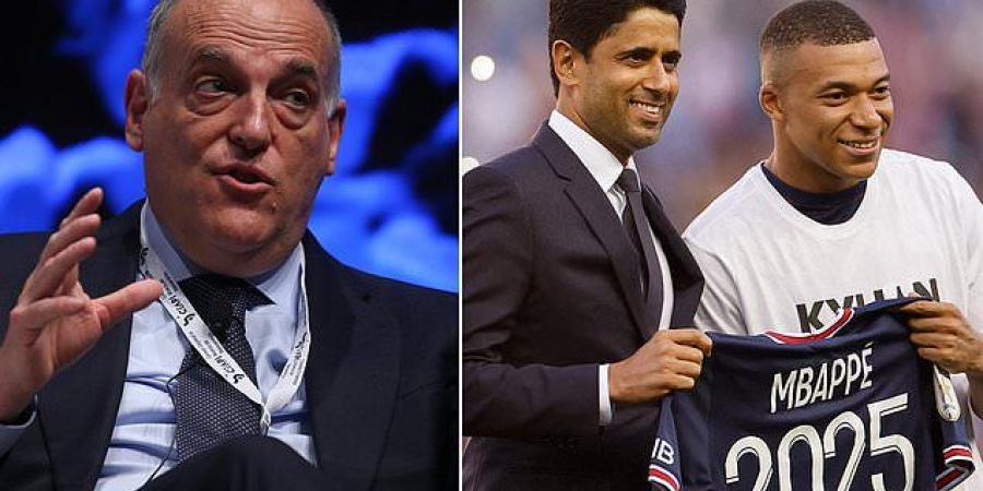 'Robin Hood' Javier Tebas takes aim at PSG AGAIN after Kylian Mbappe snubbed Real Madrid as LaLiga chief accuses French champions of 'destroying European football' 