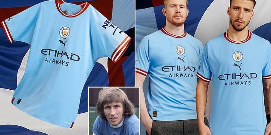 The kit for the champions? Manchester City unveil new home shirt for the 2022/23 campaign inspired by club legend Colin Bell and iconic teams of the 1960s... with a maroon trim, central crest and a crown logo paying tribute to 'Colin the King'