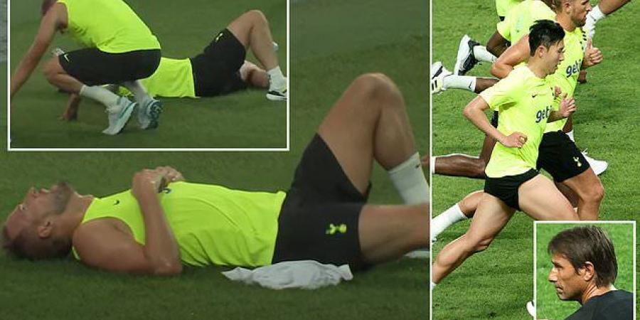 Harry Kane THROWS UP and Son Heung-min COLLAPSES during a brutal session on Tottenham's tour, with Antonio Conte making his players run 42 pitch lengths after two hours training in 30C heat