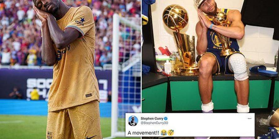 'A movement!': Steph Curry reacts to Ousmane Dembele doing the 'night night' celebration after the Barcelona star scores twice in pre-season friendly against Juventus