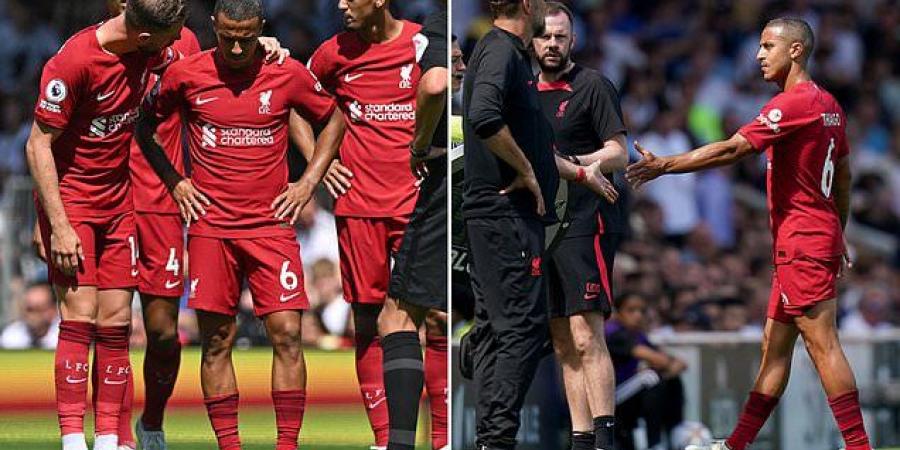 Liverpool suffer big early season blow with star midfielder Thiago Alcantara set to miss up to SIX WEEKS after suffering hamstring injury in opening weekend draw against Fulham 