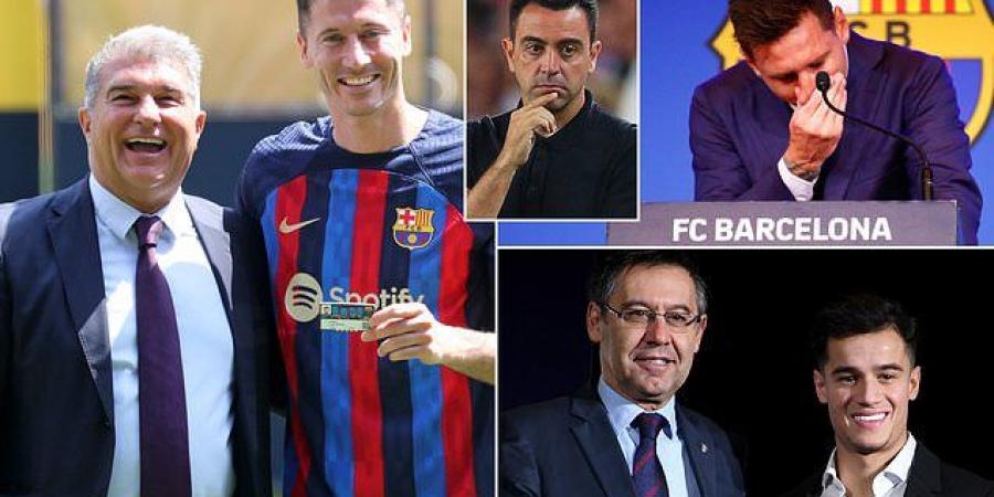 After paying Messi £460m and blowing Neymar's £198m fee, Barca are in a MESS and cannot register their new signings… now Laporta and Xavi must save their season before it's even begun