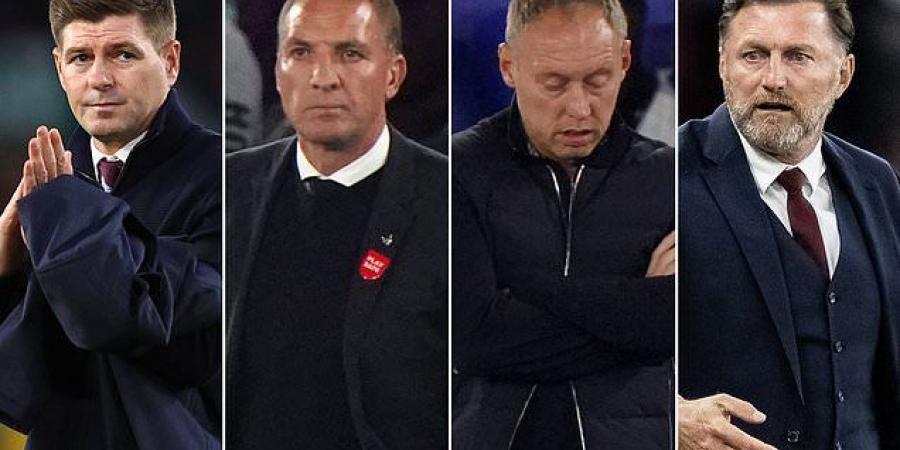 REVEALED: Under-pressure Nottingham Forest boss Steve Cooper is the clear favourite to get sacked next ahead of Southampton manager Ralph Hasenhuttl... while Brendan Rodgers and Steven Gerrard aren't far behind after tough starts