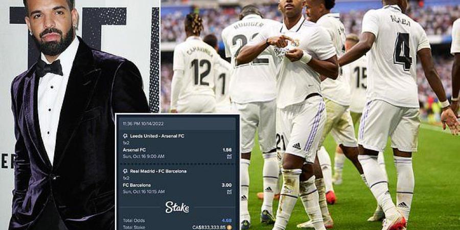 Rapper Drake LOSES £537,000 after betting on Barcelona to win El Clasico against Real Madrid and Arsenal to beat Leeds... as Xavi's side lose to their bitter rivals to fall victim to the star's 'curse'