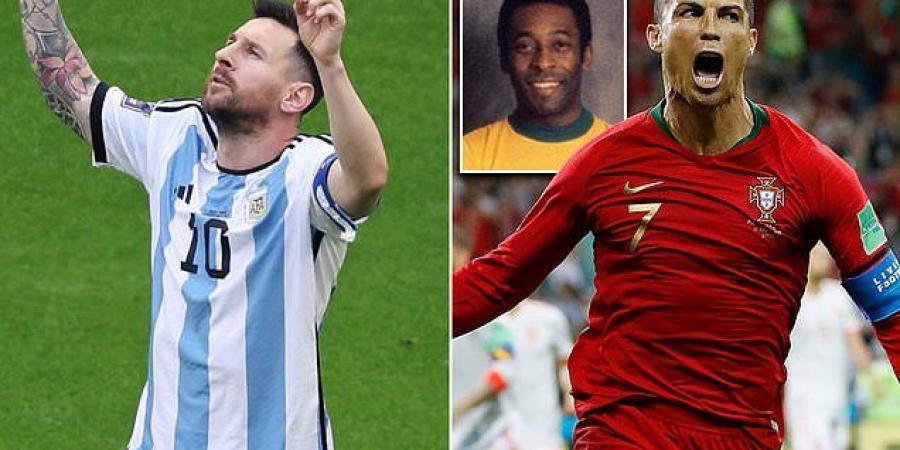Over to you, Cristiano: Lionel Messi scores at his fourth World Cup after netting from the spot against Saudi Arabia, drawing level with Ronaldo's own feat... but Portugal star can make it five when he takes on Ghana on Thursday 