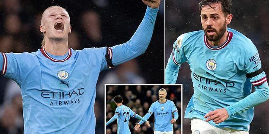 'He knows what he is there for and does it perfectly': Bernardo Silva praises Erling Haaland for 'not caring about touching the ball', after the striker notched his 21st Premier League goal after just 15 games