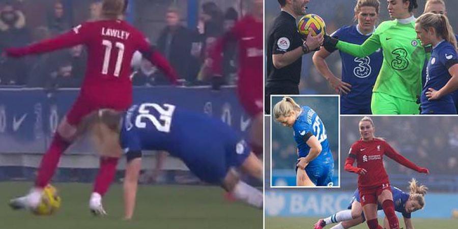 The ridiculous conditions that Chelsea and Liverpool players were made to play in are exposed as footage shows women stars sliding on ice, holding on to each other and falling over in the abandoned WSL clash  