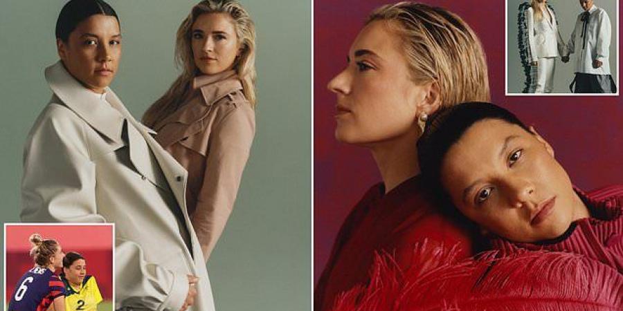 Swapping their shooting boots for a photoshoot! Matildas star Sam Kerr poses with girlfriend Kristie Mewis as footballers lift the lid on their relationship