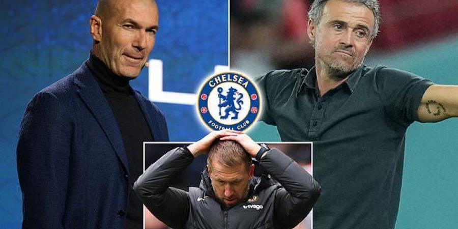 Luis Enrique and Zinedine Zidane 'are in the running to become Chelsea boss if Graham Potter is sacked' with pressure on the under-fire head coach intensifying amid a disastrous run of ONE win in 11 matches