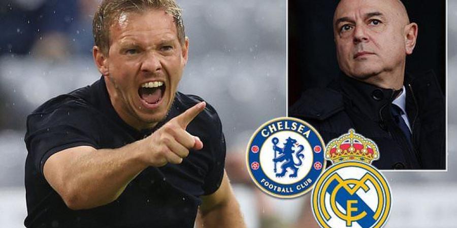 Daniel Levy wants to know whether his No 1 target Julian Nagelsmann is open to taking over at Tottenham before he decides who to chase as Antonio Conte's replacement, with Real Madrid and Chelsea also monitoring the German manager