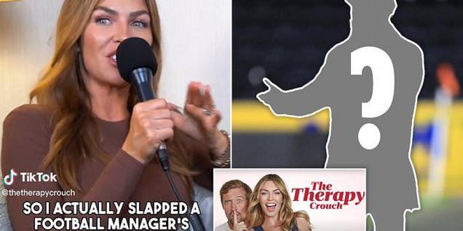 Peter Crouch stops wife Abbey Clancy from revealing the identity of the big-name football manager she slapped on the BUM (and who keeps coming back for more!)... so can YOU work it out? 