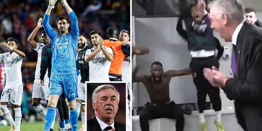 'Tomorrow is a day off!': Carlo Ancelotti sends his Real Madrid stars into raptures after their 4-0 thumping of Barcelona as he rewards them with a rest - and tells his players he is 'proud' of their huge win to reach Copa del Rey final