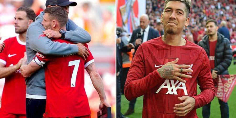 Jurgen Klopp pays tribute to outgoing Liverpool stars Roberto Firmino and James Milner on an emotional day at Anfield... as he rues decisions that may have seen the Reds' hopes of Champions League football slip away in 1-1 draw with Aston Villa