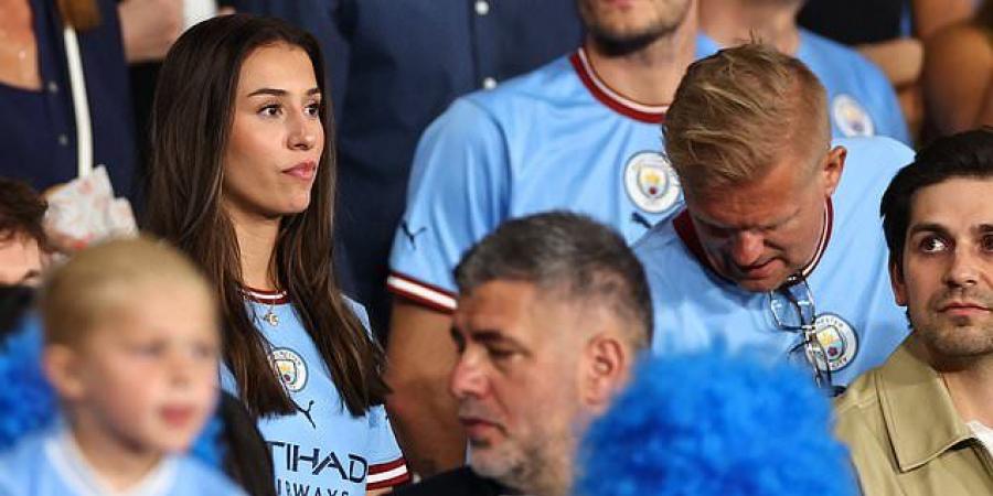 Erling Haaland's girlfriend Isabel Johansen cheers on the Man City striker from the stands at the Champions League final alongside the Norwegian star's dad Alf-Inge