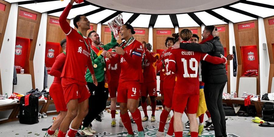INSIDE LIVERPOOL'S DRESSING ROOM PARTY: Jubilant Reds belt out Calvin Harris and Dua Lipa's hit 'One Kiss' while Van Dijk claps back at his doubters after leading his side to Carabao Cup glory