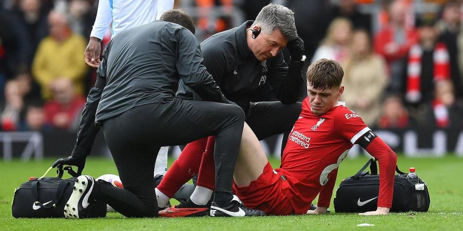 Liverpool star Conor Bradley faces a battle to be fit for title run-in after sustaining an ankle injury against Crystal Palace... with full back set to miss several key fixtures for the Reds
