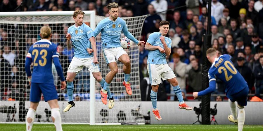 Chelsea fans FUME as Blues are denied a penalty after the ball struck Jack Grealish's hand in FA Cup semi-final against Man City