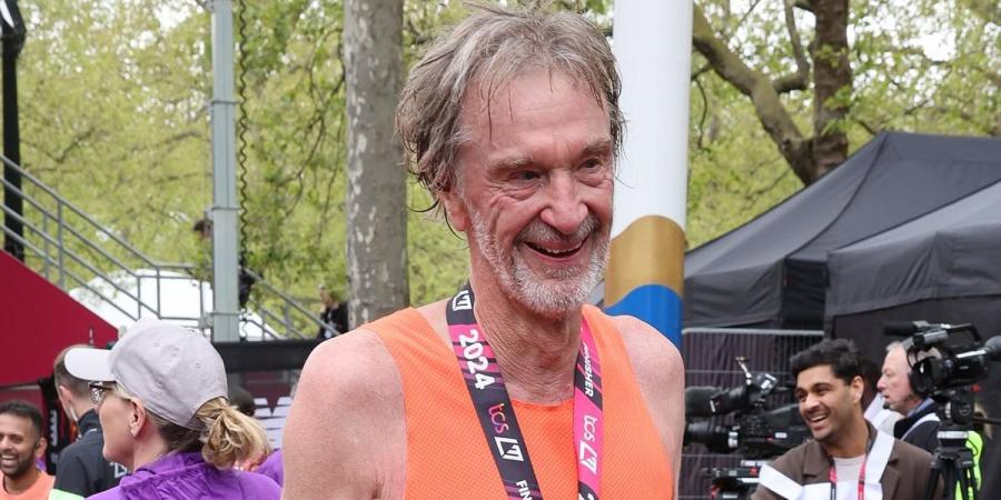 Sir Jim Ratcliffe pictured running the London Marathon just hours before Man United face Coventry City in the FA Cup semi-final as fans joke he 'runs more than Marcus Rashford'