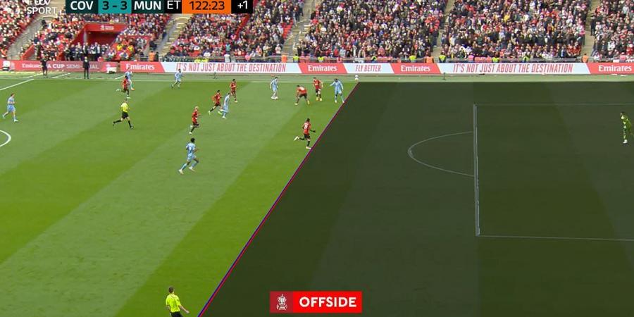 Man United fans who walked out of Wembley after Coventry's 121st-minute 'winner' scramble to run back after VAR disallowed the goal - and miss seeing their team win on penalties