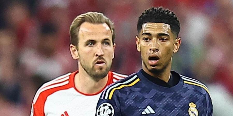 Jude Bellingham gets in Harry Kane's ear before crucial Bayern Munich penalty - but is unable to stop his England teammate putting the Germans ahead against Real Madrid in the Champions League semi-final