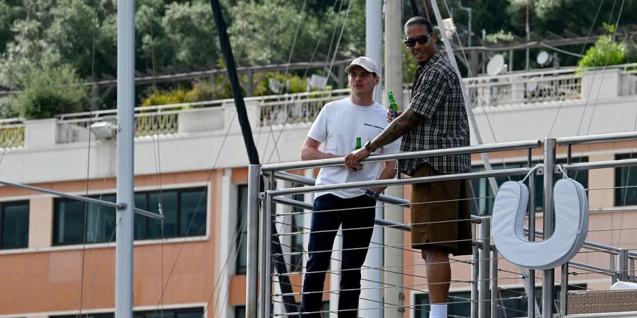 Virgil van Dijk and Max Verstappen grab a beer - alcohol-free - before the Monaco Grand Prix, as the Dutch pair hang out on a yacht together
