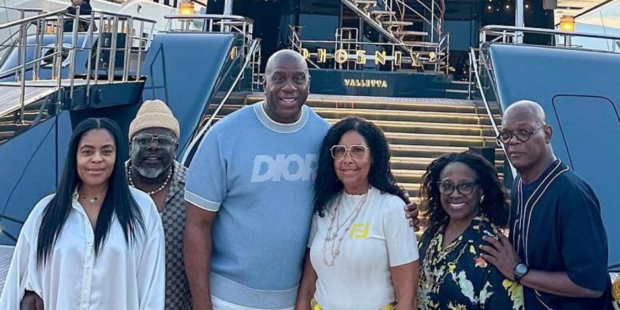 Inside Magic Johnson's lavish summer getaway as NBA legend travels around Europe with wife Cookie and Samuel L. Jackson