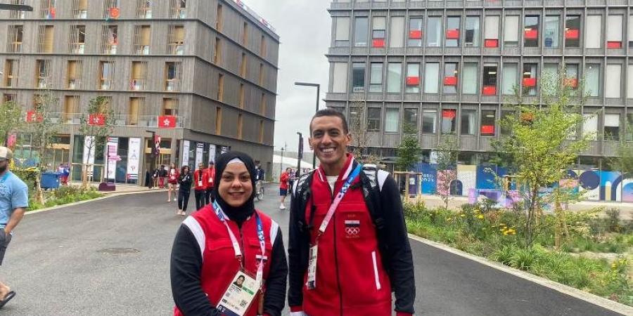 سارة سمير وأحمد الجندي في القرية الأولمبية استعدادا لحمل علم مصر في حفل الافتتاح
