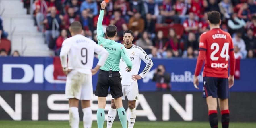 10-man Real Madrid draws at Osasuna after Bellingham red card