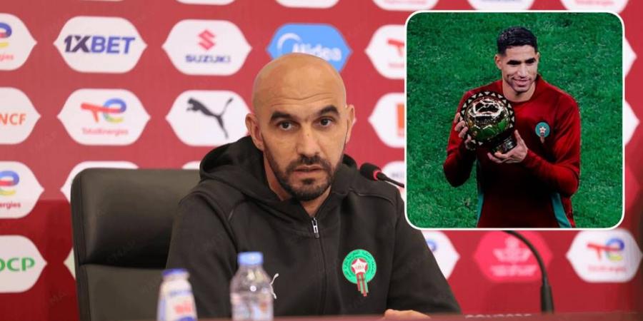 الركراكي: "سنعيد تقييم حالة حكيمي خلال 48 ساعة القادمة لنقرر إن كان بإمكانه بدء المباراة ضد مالي"